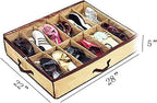 2PCS Ladies/Kids Storage Household Shoe Bag 12 Cells Underbed Foldable Closet Organizer Beige