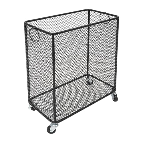 Metal Laundry Storage Cart - Slim, Mesh Wire Rolling Laundry Hamper with Wheels & Ring Handles, Clothes or Linen Storage Organizer Hamper Bin Laundry Basket, 9"L x 17"W x 18"H, Black - color: Black, size: Slim Rectangular - 9"W