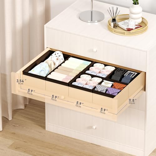 DIMJ Drawer Organizer Clothes Storage - 16 Pack Baby Dresser Organizer for Nursery, Foldable Drawer Dividers for Bedroom Closet Organization, Fabric Storage Bins for Socks, Underwears, Bras - color: Black