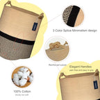 COMSE Extra Large Blanket Basket, Tall Woven Storage Basket, Nursery Hamper, 15.7”x 21.7”, Cotton Rope Laundry Hamper for Toys Clothes Towels, Blend Brown/Black - color: Blend Brown & Black