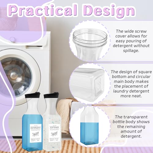 Laundry Detergent Dispenser Bottle 53oz with Label,4 Pack Liquid Laundry Dispenser,Plastic Detergent Dispenser for Laundry Room Organization and Storage,Black Lid - color: Black Lid