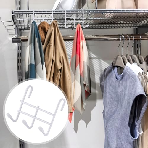 Teenyyou 6 Pack 3 Hook Attachment for Wire Shelving 3.75" l x 1.625" d x 3.25" h Wire Shelving Hooks Accessories Steel Hanging Rack Metal for Storage Organizer(White) - color: White