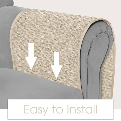 Joywell Beige Remote Control Holder Recliner Armchair Caddy Couch Caddy Sofa Armrest Organizer Linen Fabric Tan Taupe Sofa Arm Chair Caddie with 6 Pocket Storage for Magazine, Tablet, Phone, iPad - color: Beige, size: 19'' x 35''