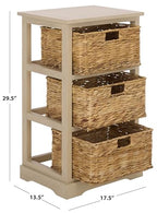SAFAVIEH Home Collection – Halle Sand 3-Drawer Basket Storage Side Table, Coastal Accent Design, Fully Assembled (AMH5738G) - color: Sand
