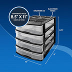 Gracious Living 4-Drawer Desktop and Countertop Storage Organizer Drawer Set, Plastic Office Desk Organizer, Black/Clear