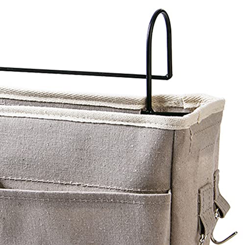 flexman Nightstand Hanging Bag, Hook Design Bedside Storage Pocket Organizer Basket with Metal Bracket and Wear Resistant Fabric for Kitchen Wardrobe Doors, Hanging Rods(White) - color: White