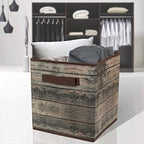 Sorbus Foldable Storage Cube Basket Bin, Rustic Wood Grain Print, 4-Pack (Rustic Bin - Brown) - color: Rustic Brown