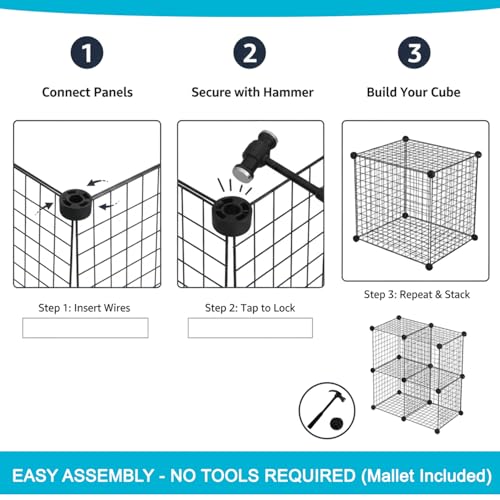 ECHOKRAFTS Wire Cube Storage Organizer, Stackable Closet Storage Basket, 4 Cube Organizer for Closet, Bedroom, Office Stackable Storage Bins, Space Saving Wire Cube Organizer
