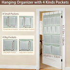 2 Pack- 12 Pocket Over Door Hanging Storage Organizer with 4 Kinds Pouch,Back of Closet Hanging Shelf Storage Organization for Sock,Hat,Underwear,Behind Door Caddy in Bedroom,Bathroom,Entrance,Dorm,RV - style: Small-Green: Pack of 2