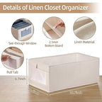 Pradnel Linen Closet Organizers And Storage, 4 Pack Storage Bins Baskets for Organization Foldable Organizer with Clear Window Organizing Clothing, Jeans, Shelves