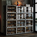 MAGINELS 8-Tier Shoe Rack,Expandable Plastic Shoe Cabinet. Shoe Storage with Door,Entryway, Closets, Hallway, and Bedroom.Accommodates Up to 48 Pairs of Shoes.Grey (3 by 8) - size: 3 by 8 (24 Pairs)