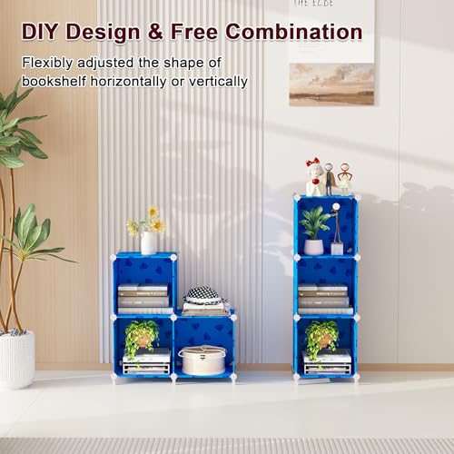 UNKU Cube Storage Organizer, 3 Cube Closet Organizer Storage Shelves, DIY Stackable Bookcase, Clothes Organizer Shelf for Closet, Bedroom, Living Room, Cabinet, Home, Office, Blue - color: Blue, size: 3cube