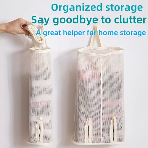 Hanging sock storage bag，hanging closet organizer，plastic bag holder，Sock Underwear Organizer Wall Mount Multifunctional Bag Saver Kitchen Storage Holder for Storing Socks Ties Plastic Bag (Large) - size: Large