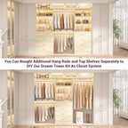 Aheaplus Wood Closet Organizer System with 4 Drawers, Modular Walk-in Closet Storage Unit, Small Closets Wardrobe Rack, Tall Storage Cabinet Unit, White Oak - color: White Oak