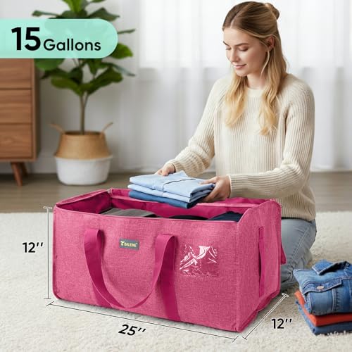 BALEINE Extra Large Storage Tote with Zippers & Carrying Handles, Heavy-Duty Oxford Fabric Moving Bags for Laundry, Space Saving, Storage, 2-Pack, Berry Red - color: Berry Red, size: 2-Pack