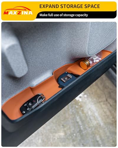 Door Side Storage Tray Compatible with 2022-2025 (No for 2026) Ford Maverick Side Door Storage Box Door Organizer Phone Pocket Silicone Front & Rear 4PCS Maverick Accessories (Light Orange) - color: Light Orange