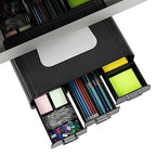 Mind Reader Monitor Stand, 3 Storage Drawers, Desktop Organizer, Riser, Office, 13.5"L x 13"W x 4"H, Set of 2, Black - size: 2 Pack