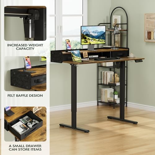 Homall Electric Standing Desk with 2 Drawers, Adjustable Height Computer Desk with Monitor Shelf Sit Stand Table with Splice Board Quick Install for Home Office (Rustic Brown, 48 Inch) - color: Rustic Brown, size: 48 Inch