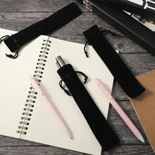 20 PCS Black Velvet Pen Pouch with Drawstring, Pencil Pouch forPencil Box Gift Box, Single Pen Case, Double-sided thickened fleece drawstring bag