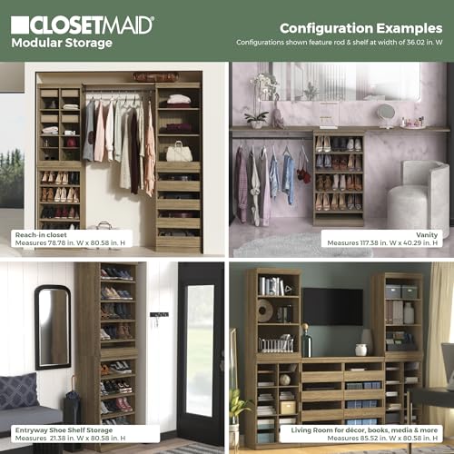 ClosetMaid Modular Adjustable Divided Storage Shelving Unit Organizer, 15.94-Inch D x 40.3-Inch H x 21.38-Inch W, Sand - color: Sand