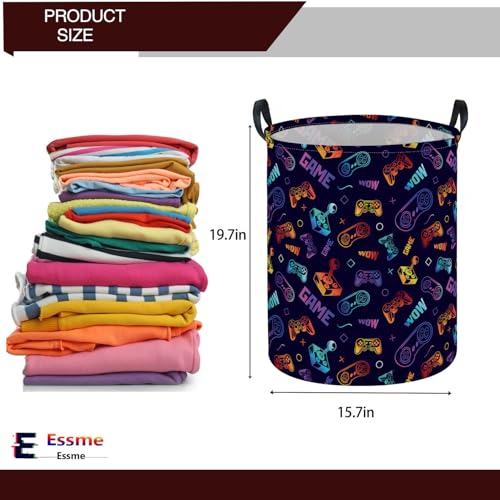 Essme Kids Laundry Basket,Game Hamper Collapsible Waterproof Storage Bin for Boys,Gift Baskets(Color Game) - color: Color Game