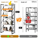 Shintenchi 5 Tiers Bookshelf, Classically Tall Bookcase Shelf,Industrial Book Rack,Modern Book Holder in Bedroom/Living Room/Office, Storage Rack Shelves for Books/Movies,11.8" Dx23.6 Wx62.2 H,White - color: White