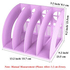 SAYEEC Sturdy Magazine Holder 4 Compartments Plastic Desktop File Organizer File Dividers Office Organizer Storage Document Magaizne Rack Display Box (Purple) - color: Purple-4 Sections