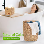 Handwoven Water Hyacinth Decorative Basket, Small Bathroom Trash Can 10L, Open-Top Woven Organizer for Bathroom, Bedroom & Living Room, Natural Fiber, 11 Inch - size: 11 Inch (28 cm), style: Bathroom Trash Can