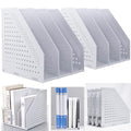 Marte Vanci Collapsible 3 Compartment Magazine Holder Desktop Adjustable Sturdy File Dividers Document Cabinet Rack Display (2 Pcs Light Gray) - color: Light Gray 3 Compartments (2 Pcs)