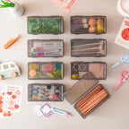 Black Translucent Pencil Cases and Pencil Boxes, 8-Pack Stackable Plastic Pencil Box with Snap Lid – Large Marker Organizer for Art Supplies and Desk Organization – Black Rectangular Large - size: Black Rectangular Large - 8 Pack