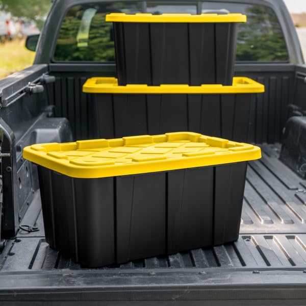 Sterilite 6-Pack Industrial Tote, Plastic Storage Container Bins with Lids, 27 Gallon - Heavy-Duty Organizing Containers for Closet, Bathroom, and Office - size: 27 Gallon