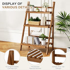 39.4" Bamboo Ladder Shelf Plant Shelf, 3 Tier Foldable Ladder Flower Pot Display Shelf Rack, 23.6"W x 15"D x 39.4"H, Freestanding Bookshelf for Garden, Balcony, Yard, Patio, Lawn, Living Room, Walnut - color: 3-tier Walnut