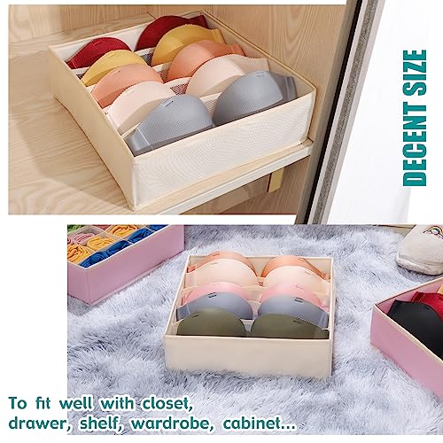 Bra Storage Drawers Organizer for Clothing Underwear Drawer Organizer Dividers Foldable Storage Cube Bins for Bra,Socks, Underwear,3 Pack （Creamy-White） - color: Creamy-White, size: 3 Pack