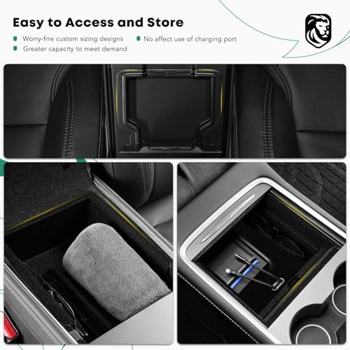 YHTAUTO Center Console Organizer Tray Fit for Tesla Model Y Juniper 2025 2026, Tesla Model 3 Highland 2024 2025 2026 Armrest Drawer Organizer, Armrest Hidden Compartment Box Car Accessories - style: 3PCS Center Console & Armrest Box