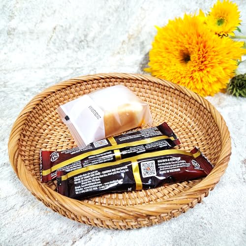 Handcrafted Small Rattan Serving Basket 8.7" – Round Woven Bread & Cracker Tray – Natural Wicker Fruit Bowl for Countertop Display, Snacks, Candy, and Party Serving - size: 8.7"