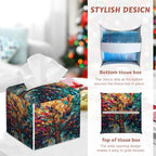 2 Pcs Tree of Life Tissue Box Cover Leather Tissue Box Holder Square Facial Paper Organizer Dispenser for Bedroom Dresser Night Stand Office Desk - color: Tree of Life