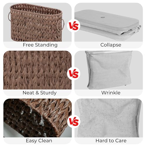 GRANNY SAYS Toilet Paper Storage, Toilet Paper Basket for Bathroom, 6 Mega Rolls Holder with Storage, Waterproof Bathroom Storage Baskets, Brown - color: Brown, size: 15¾"L x 6½" Wx 9½"H (No Lid)