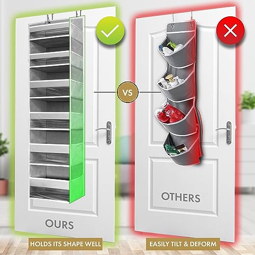HOMELUX THEORY UPGRADED 6 Tiers Over The Door Organizer Hanging - 100D EXTRA THICK & 50lbs HUGE CAPACITY, 12 Side Mesh Pockets Over The Door Shoe Organizer, Hanging Closet Organizer (Ivory, 1pc) - color: 1. Ivory, size: Standard 1 set