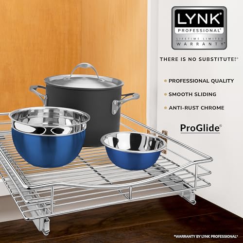 LYNK PROFESSIONAL® Pull Out Cabinet Organizer, 17" x 21" Slide Out Cabinet Organizer Pull Out Drawer – Pull Out Shelves for Kitchen Cabinets – Under Sink Organizers - Lifetime Ltd. Warranty, Chrome - color: Chrome, size: 17" W x 21" D