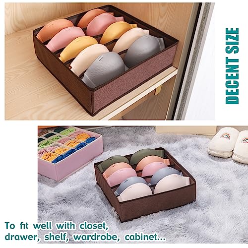 Bra Storage Drawers Organizer for Clothing Underwear Drawer Organizer Dividers Foldable Storage Cube Bins for Bra,Socks, Underwear,3 Pack （Coffee） - color: Coffee, size: 3 Pack