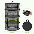 MEKOLIFE Herb Drying Rack Hanging-4 Layer, Plant Drying Rack, Bud Drying Net,Foldable Hanging Dry Rack Net with Green Zipper, Garden Shears & Hooks, for Herbs, Seeds Indoor/Outdoor (23.62") - size: 4 Layers