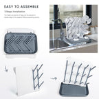 Termichy Baby Bottle Drying Rack: Vertical Bottle Dryer Rack Holder with Brushes Set- Drying Rack & Nipple Scrubber-Space Saving Standing Drying Rack for Baby Bottles and Pump Part Cleaning - color: Gray(with Brushes)