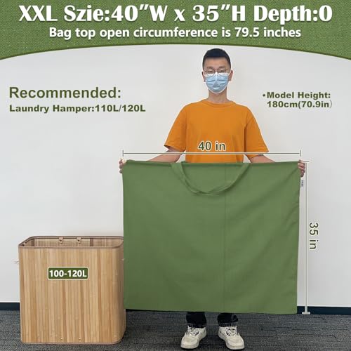 Canvas Laundry Bag 40"W x 35"H, Thick Canvas Laundry Bag with Handles & Drawstring, Extra Large Heavy Duty Washable Storage Sack (XXL,ArmyGreen) - color: Army Green, size: XXL 40"Wx35"H┃1 Pack