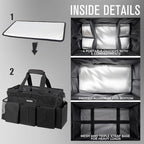 SCAVATA Wearable Cleaning Caddy Bag, Supplies Organizer with Handle & Shoulder Straps for Housekeepers, Under Sink & Car Cleaning Tool Organizer with 4 Foldable Dividers (Black) - color: Black