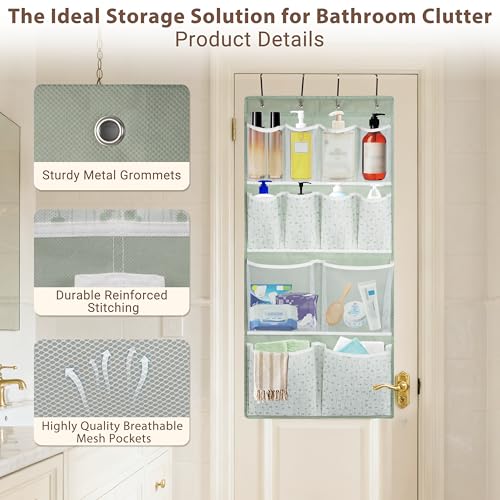 2 Pack- 12 Pocket Over Door Hanging Storage Organizer with 4 Kinds Pouch,Back of Closet Hanging Shelf Storage Organization for Sock,Hat,Underwear,Behind Door Caddy in Bedroom,Bathroom,Entrance,Dorm,RV - style: Small-Green: Pack of 2