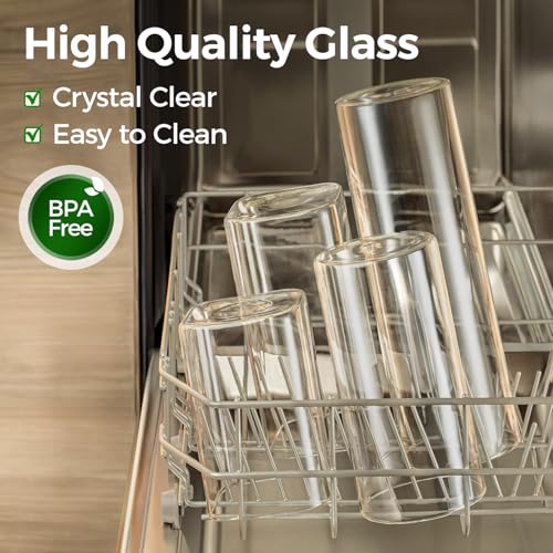ComSaf 1 Qt Glass Storage Containers with Lids, Glass Jars with Lids, Clear Food Storage Jar, Round Canister Set of 6, Pantry Organizers for Cookie Pasta Flour Rice Tea Coffee Bean