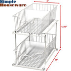 Simple Houseware 2 Tier Cabinet Wire Basket Drawer Organizer, White - color: White