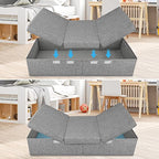 2 Pack 48L Under Bed Storage Containers, 6 Inches Tall Foldable Underbed Clothes Storage with Lids&3 Handles, 31.5 x 15.7 x 6 inches Low Profile Stackable Bins Box for Bedroom Blankets Clothes Shoes
