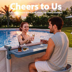 POOLHACKER Poolside Bar, [Original] Swim Up Bar Exclusively for Above-Ground Round Pools. Patio Poolside Table Smart Fold Easy Maintenance, Weather Resistant Stable Tabletop (Phantom Gray) - color: Phantom Gray