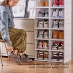 Foldable Shoe Rack,No Assembly Stackable Shoe Storage Box with Doors,Free Standing Plastic Space Saving Shoe Cabinet Bins Dustproof,Folding Shoe Box Organizers (6 Tier-6 Pairs White) - size: 6 Tier-6 Pairs White